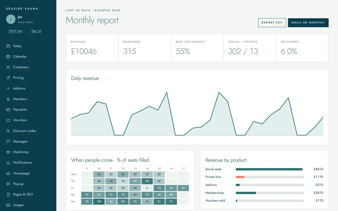 Reports screen