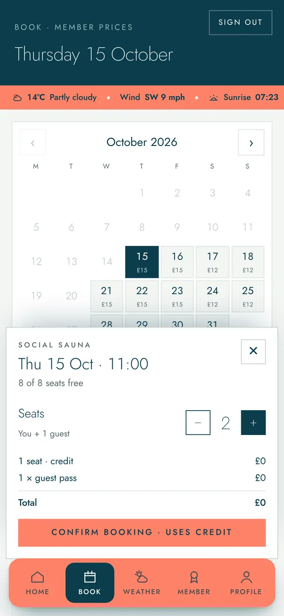 Booking two seats with a member credit