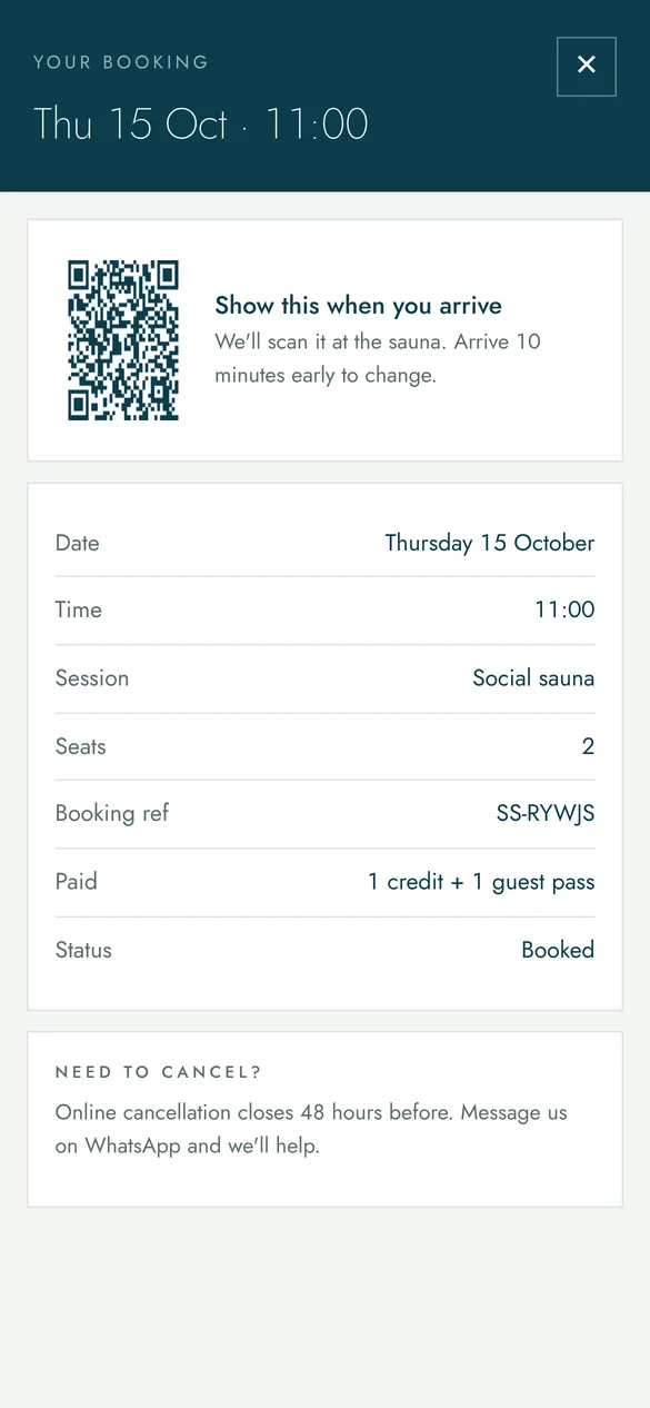 Booking ticket with QR code